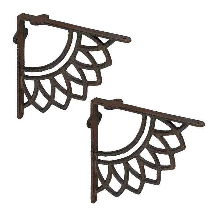 Relaxdays Lot pratique de 2 équerres pour étagères support pour tablette design antique en fonte marron