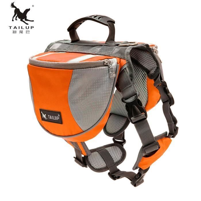 Comparer les prix de Sacoche de Selle Sac à Dos pour Chien Moyens & Grands Veste Gilet Imperméable Réglable Grande (Orange L( Chien 28kg -  Étiquette