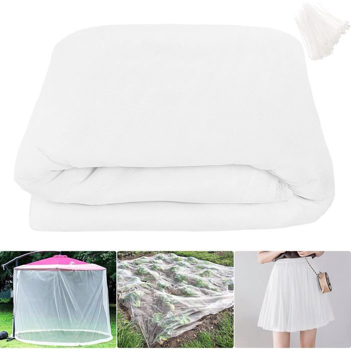 Tissu moustiquaire Toile Moustiquaire Exterieur -Filet Anti Moustique de Contre Insectes et Oiseaux pour Balcons (3mx6m Blanc)