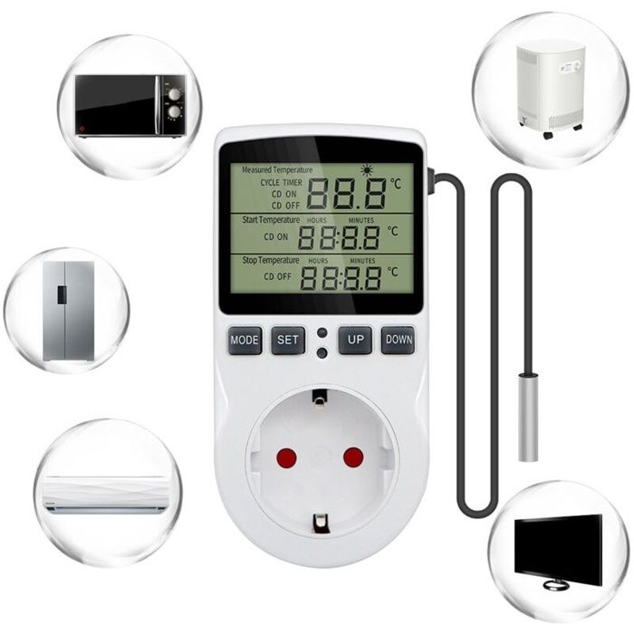 Prise Thermostatique Programmable BYZESTY 230V Avec Sonde LCD – Pour Aquarium, Serre