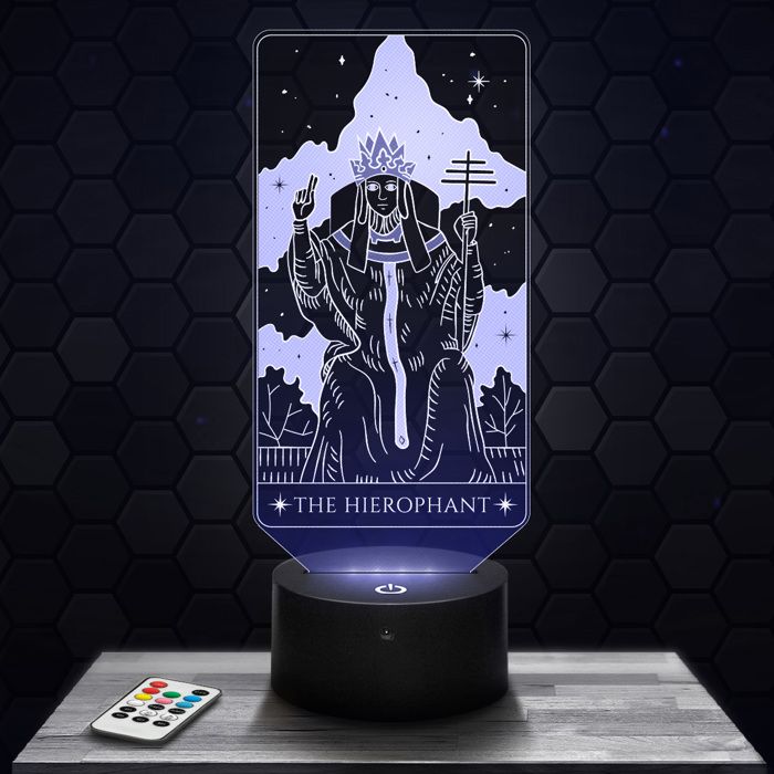 Lampe 3D - Pape Arcane Tarot - Accessoire Objet Cadeau Tarot - Veilleuse Led Tactile avec socle au choix et télécommande