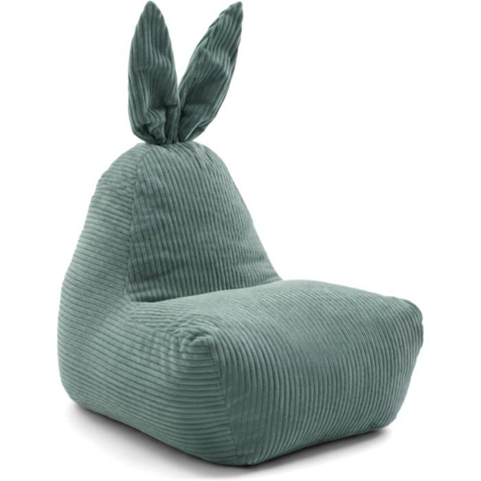 Gutekissen Pouf Enfant Avec Oreilles De Lapin Doux Sûr Et Confortable Pour Chambre Montessori (Vert 75x70x90cm)