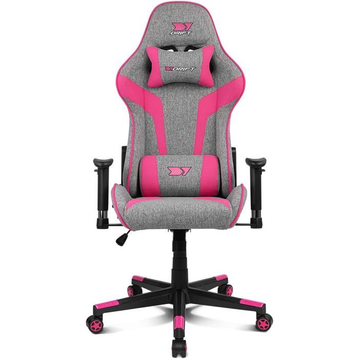 Chaise de Jeu DRIFT GAMING DR90 - Professionnelle Tissu Gris/Rose