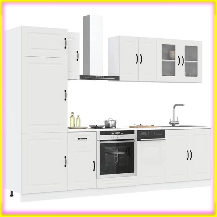 keenso-142755-Ensemble darmoires cuisine 8pcs Kalmar blanc bois dingénierie