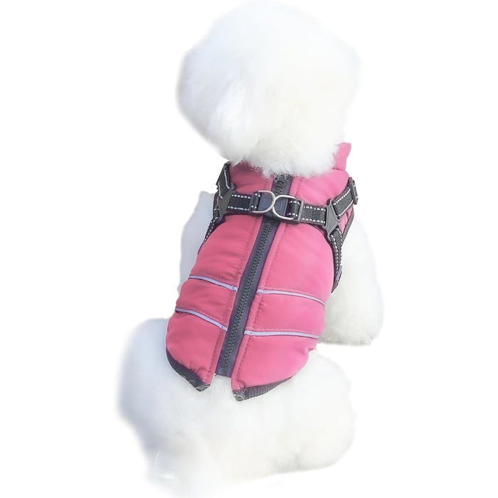 Comparer les prix de Manteau dhiver pour chien - VETOBIOL - Imperméable - Doublure en polaire - Réfléchissant - Fermeture éclair - Rose - S