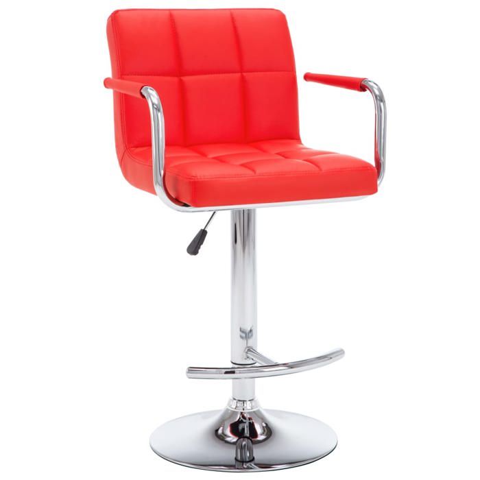 Rouge Chaises de bar - SOLOMON - (lot de 2) - Fauteuils cuisine - rouge similicuir TT396
