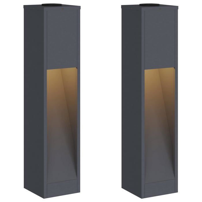 Lampadaire solaire LED - vidaXL - Anthracite - 18x18x80 cm - Acier laminé à froid - Blanc chaud - Solaire - Autoportant