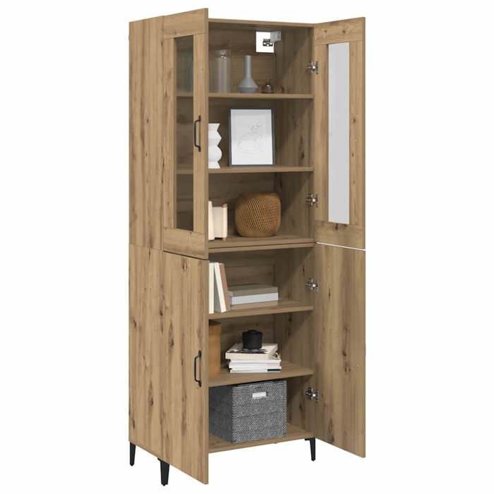 SOLDES DHIVER®Buffet bahut Placard de rangement - Beige Haut Armoire 2 pcs - chêne artisanal - bois dingénierie - 66162