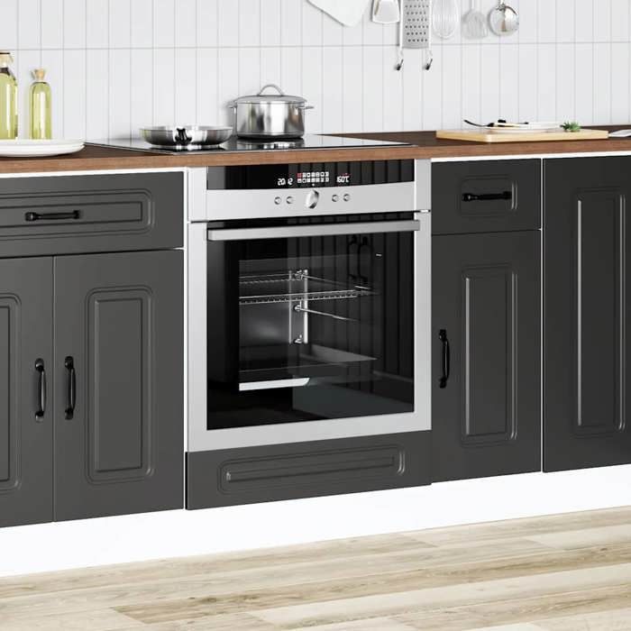 Hot Sale®Armoire à four(1 pcs) Armoire de cuisine/Vitrine/Placard - SOLOMON - meuble de cuisine - Kalmar noir bois dingénierie - S1