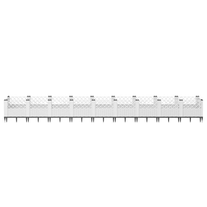 Jardinière de balcon Blanc - Sarazyj® Jardinière avec piquets - Pour patio/jardin - blanc 3635x435x435 cm PP - J430628