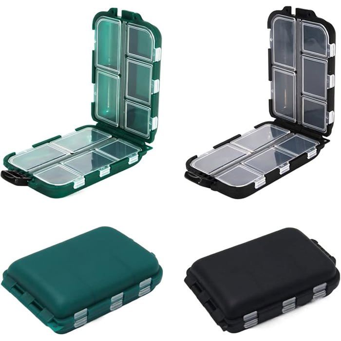 4 Pièces Boîte à Double Face pour Leurre Plastique - Boîte Rangement étanche 10 Compartiments pour Leurres et