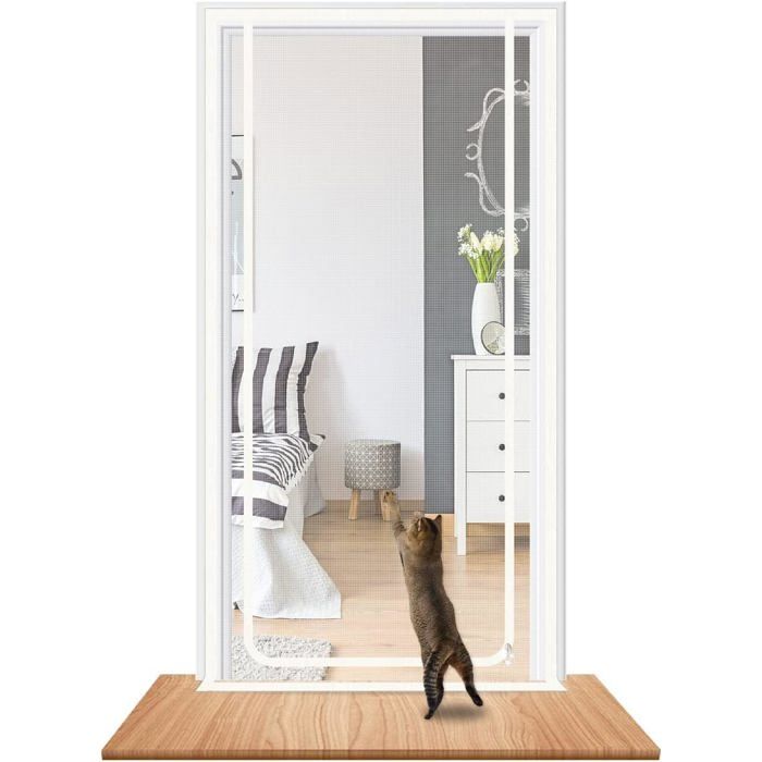 1 Grille de protection pour chat filet de sécurité en acier écran anti-insectes porte coulissante balcon 100x220cm Label