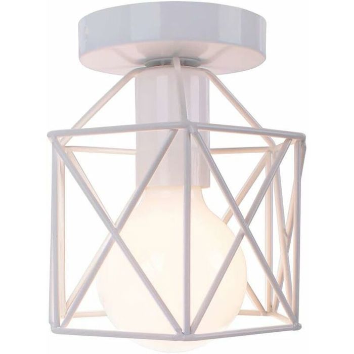 Plafonnier industriel rétro - PZCC - Cage carrée - Style vintage Edison - Dimensions 15x15x16 cm - Base plafond 10 cm Plafonnier industriel rétro - PZCC - Cage carrée - Style vintage Edison - Dimensions 15x15x16 cm - Base plafond 10 cm