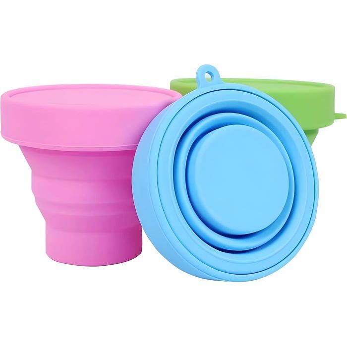Lot De 3 Gobelets Pliants En Silicone 170ml Pour Voyage Camping Randonnée Extérieur