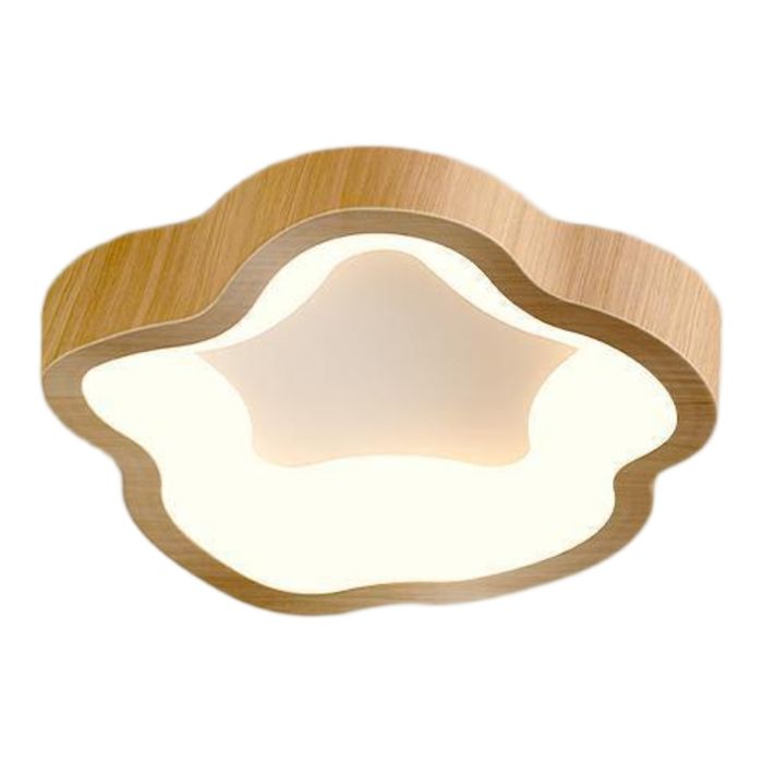 LED Plafonnier - SMOTOP - Bois naturel - Ø23 cm - 14W blanc chaud