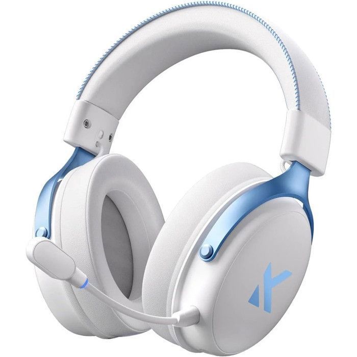MCHOSE V9 Pro Casque de Gaming sans Fil avec Microphone Détachable Son Surround 7.1 Esports Connexion Tri Mode - Blanc Bleu