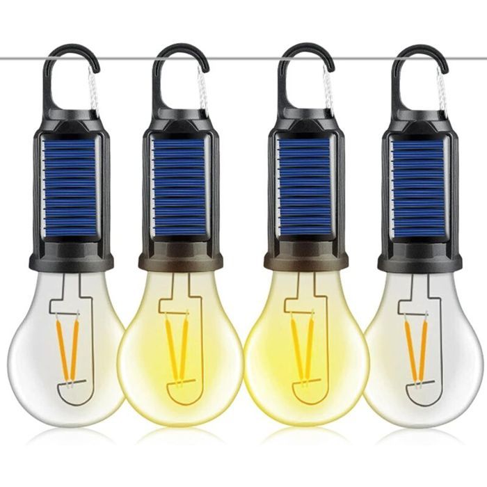 Lot 4 lampes camping rechargeables 3 modes ampoule rechargeable USB LED luminosité réglable pour camping