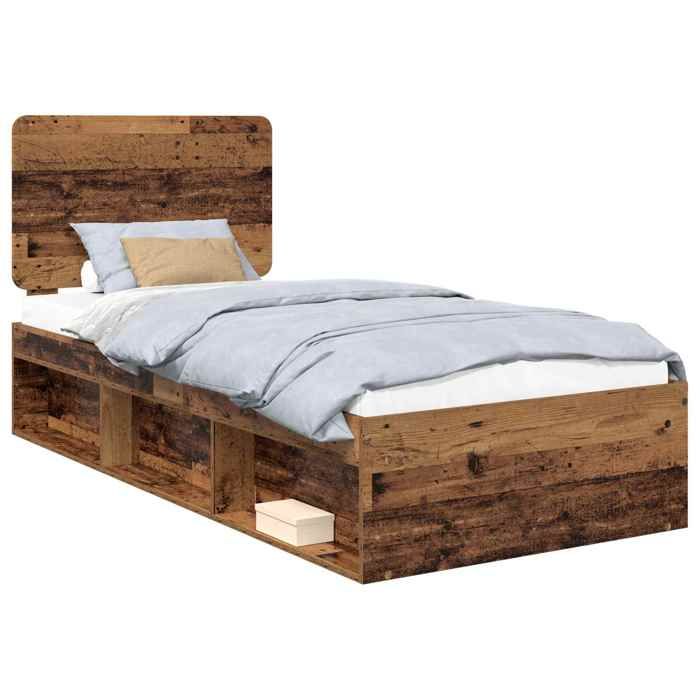 VD Cadre de lit Bois ancien 90 x 200 cm Bois de pin massif Lit chambre & Structure de lit @EU63146BONE