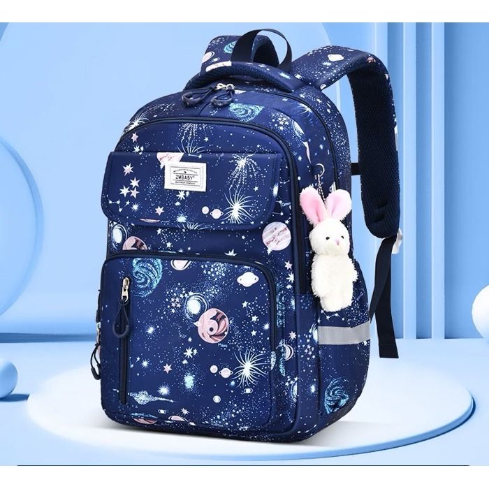 XJYDNCG Cartable Fille Primaire Sac À Dos Scolaire - 46x30x18cm - Motif Galaxie - Bleu