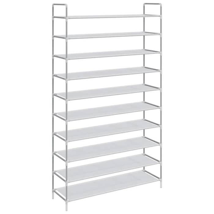 Range-chaussures(bonne ventilation) - Meuble d Entrée Couloir - 10 étagères Métal et Tissu non tissé Argenté vkm21o