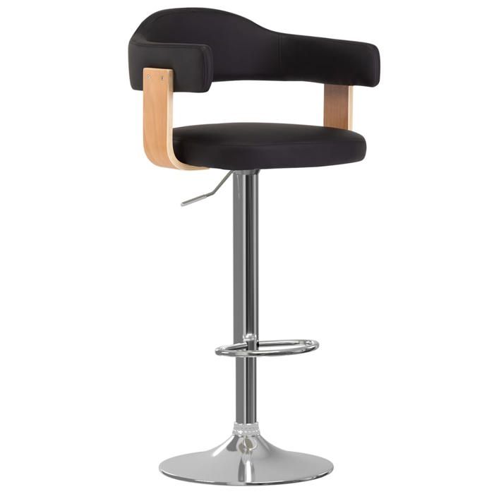 Les SoldesTabourets de bar Tabourets Cuisine - (2 pcs) - 2 personnes - noir bois courbé et similicuir(565x575x(89 - 111) cm)