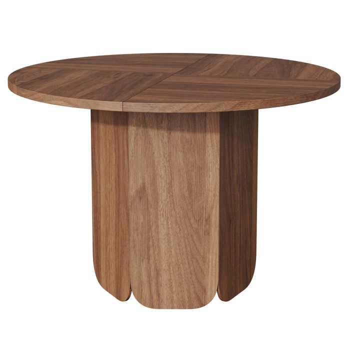 Table à manger ronde 120 cm – MDF aspect noyer – 4 à 6 personnes – style scandinave