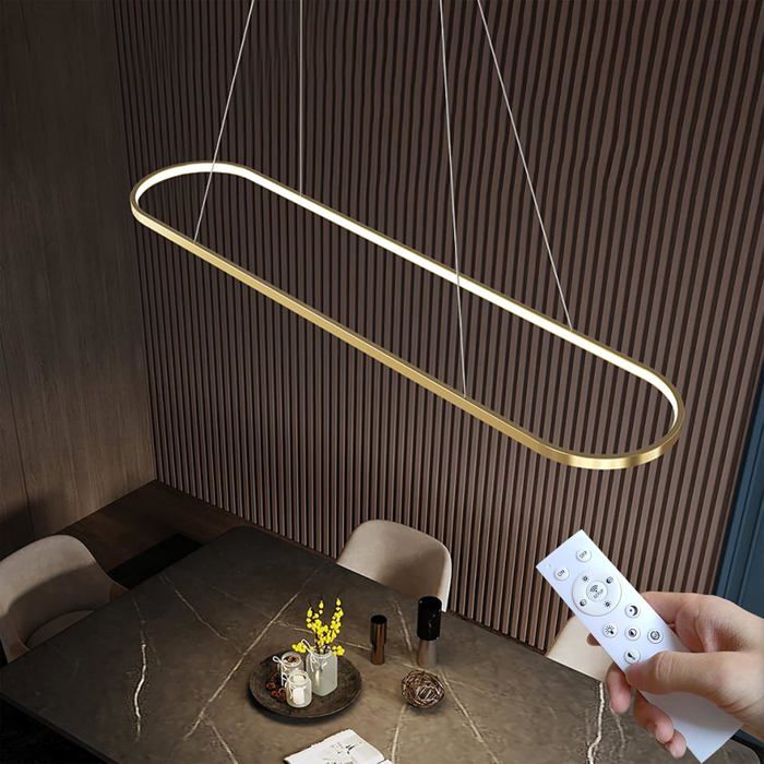 Suspension Table À Manger Ovale Led Lampe À Intensité Variable Avec Télécommande Lampe De Table À Manger Suspension Lustre Pour Cu