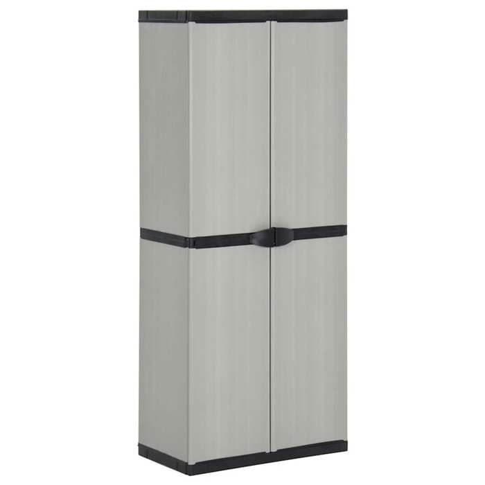Gris Armoire de rangement de jardin 3 étagères Gris/noir 68x40x168cm - Meuble Rangement LV30693