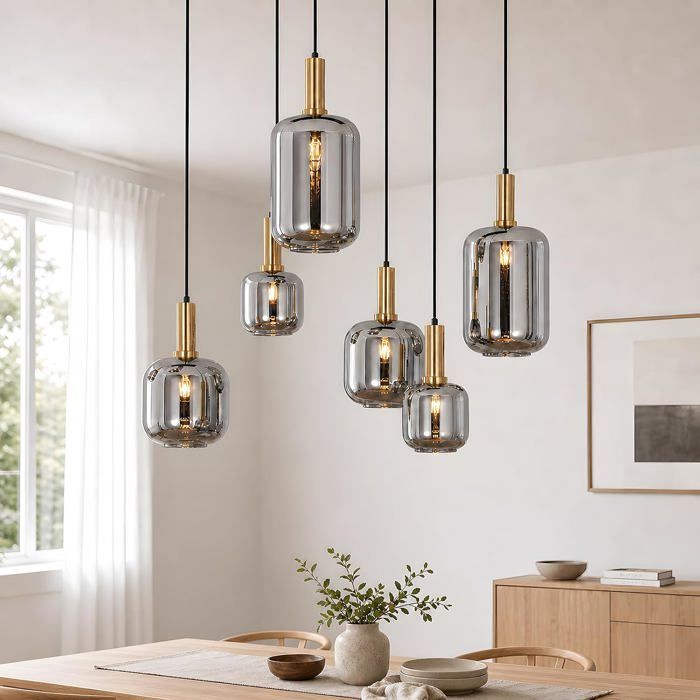 HOMEFIRE - Suspension Vintage 6 Douilles E27 Luminaire Suspendu pour Salle à Manger et Salon Lustre Industriel Noir HOMEFIRE - Suspension Vintage 6 Douilles E27 Luminaire Suspendu pour Salle à Manger et Salon Lustre Industriel Noir