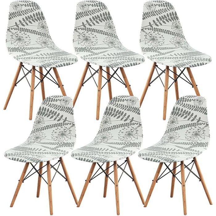 Housses de Chaise Scandinaves Lot de 6 Couverture Extensible Moderne Protège Chaise Lavable pour Maison Cuisine HOUSSE DE CHAISE