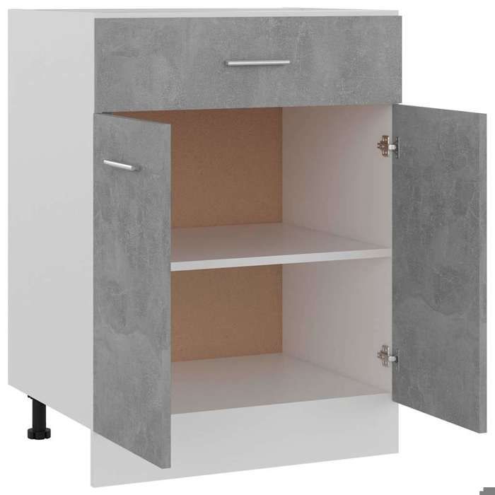 Meuble bas de cuisine - vidaXL - Bois dingénierie - Gris béton - 1 tiroir - 2 portes - 60 x 46 x 81 5 cm 24427