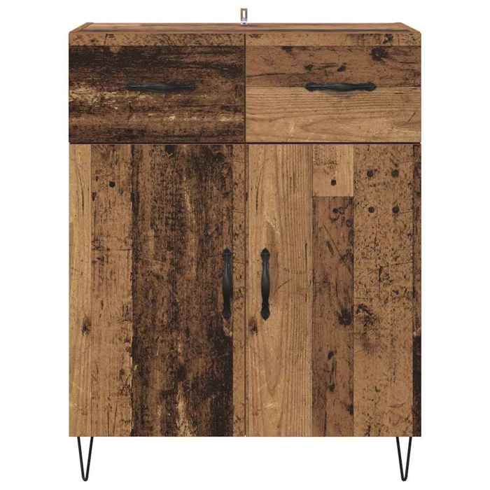 Commode intérieur - Marron - Buffet Armoire base - Bois Ancien 69 5x34x90 cm - Bois dingénierie LL4148