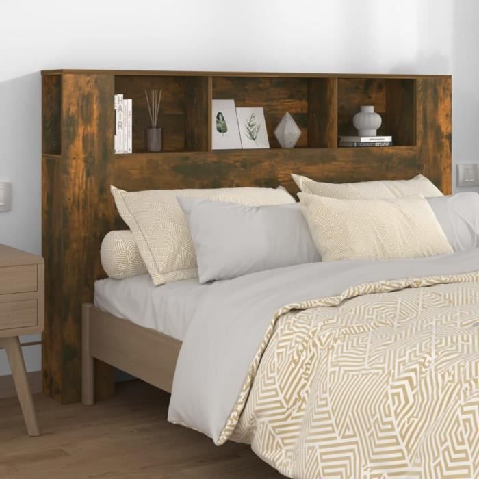 ANSELF Tête de littête de lit avec Rangement tête de lit Bois Tete de lit pour Adulte- Chêne fumé 160x185x1045 cm