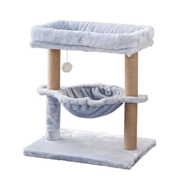 Arbre à Chat avec Coussin en Peluche, Pompons, Griffoir Robuste et Poteau à Griffer en Sisal,53 x 40 x 62 cm