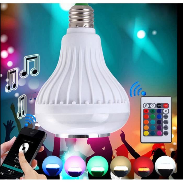 Lot 3 Ampoules LED multicolore RGB et musicale connectée Bluetooth