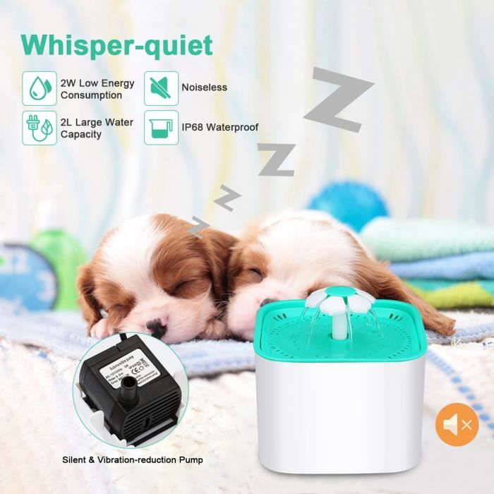 Excelvan Fontaine à Eau Pour Chat Et Chien 2l Distributeur Deau Automatique Super Calme Bol Deau Pour Les Animaux Oiseaux