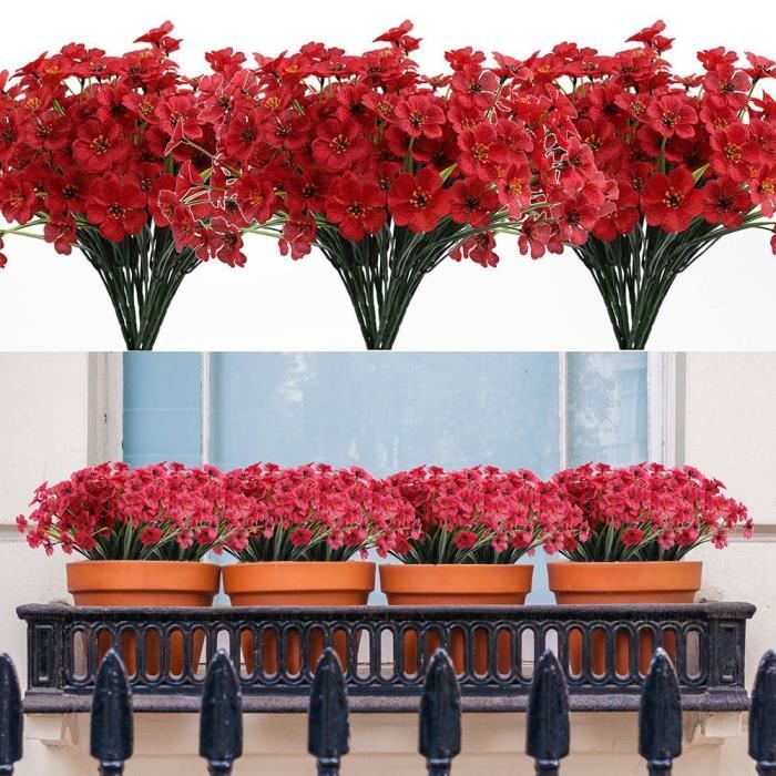 Fausses fleurs artificielles en plastique, 5 bouquet, fausses plantes,  dcorations pour jardin, vranda, fentre, bote, extrieur, - Cdiscount  Maison