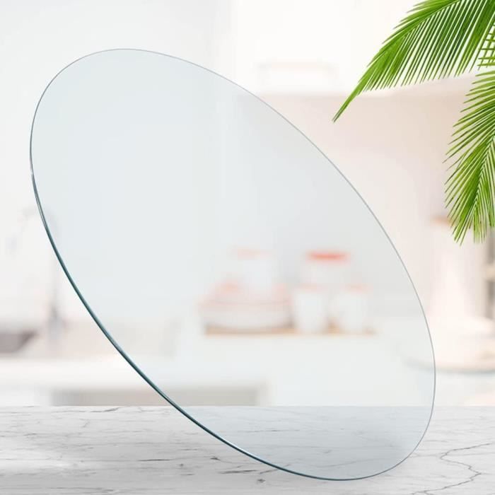 Plateau De Table Rond En Verre Trempé – Diamètre 38 à 100 Cm – Bords Polis, Transparent, Pour Salon, Terrasse, Bureau - 8