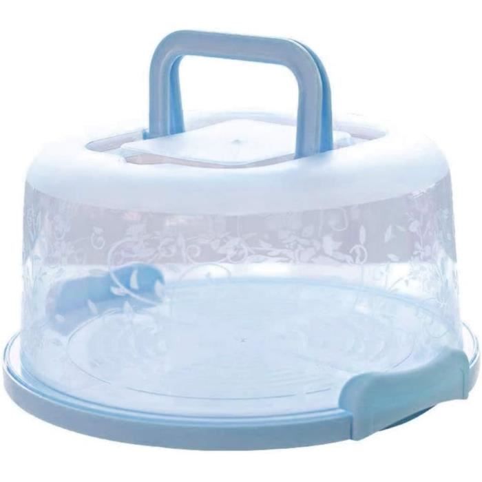 Boîte De Transport Ronde Pour Gâteau 20,3 Cm - Avec Couvercle Et Poignées - Polypropylène, Bleu - Pour Cupcakes, Snacks, événements