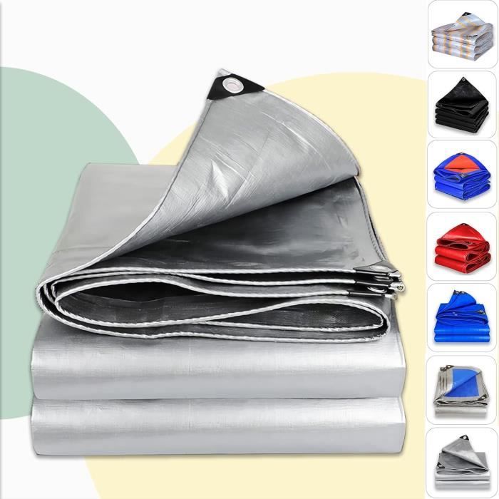 Bâche PE Renforcée 5x6m - 140g/m² | Œillets Aluminium Tous Les 50cm - Imperméable, UV Stabilisée - Pour Jardin, Bois, Véhicules