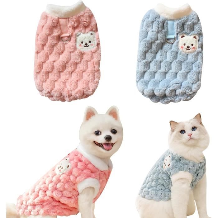 2 Pièces Petit Pull Chien Manteau Chihuahua en Peluche Chaud en Hiver Pull pour Chien Chaton Doux & Confortable Vetement Chien