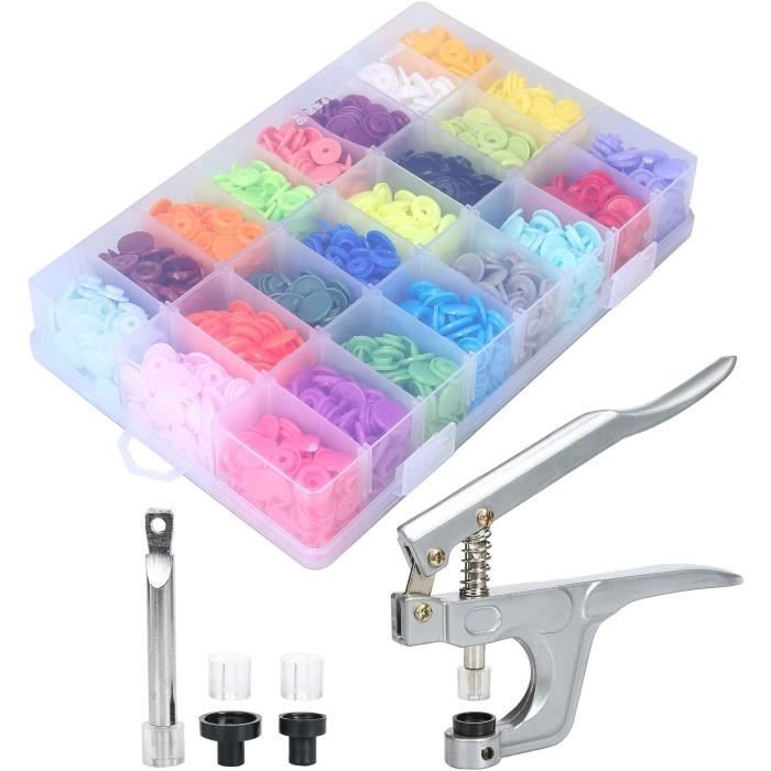 Ilauke Lot De 400 Boutons-Pression Avec Pince - 20 Couleurs T5 Plastique + Outils Pour Couture Et Bricolage