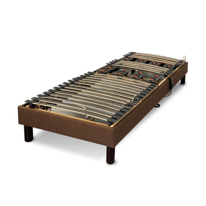 Ensemble lit électrique Essenzia Zen Grey Classic + Sommier Emotion marron 70x190 Ressorts