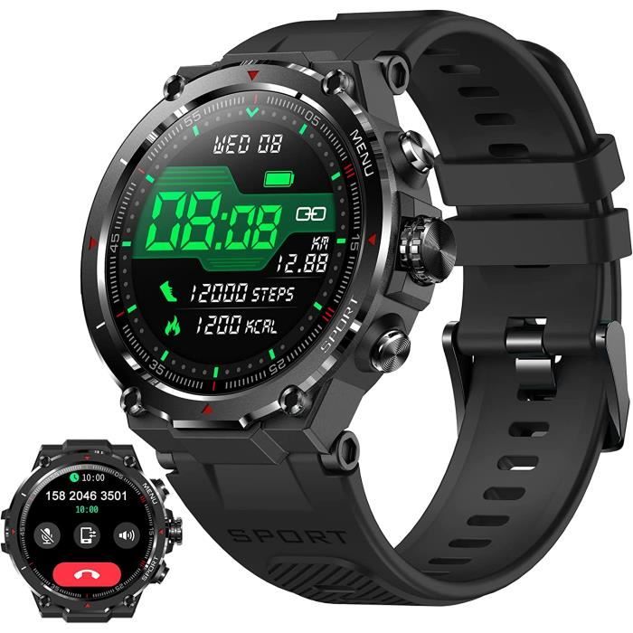 Montre Connectée MK66 2025 - Smartwatch Sport Homme - Écran 1.85 Pouces - Android/iOS - Noir