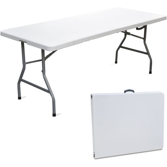 Table pliante en résine dure 183 x 76 x 72 cm pour fête, camping, foire