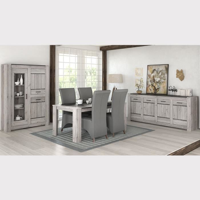 Salle à manger complète moderne couleur chêne gris ANAIS L 180 x P 100