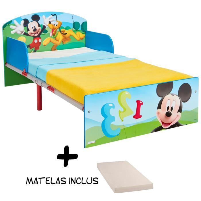 Lit Enfant Bois Et Metal Mickey Mouse Disney Matelas Cdiscount Maison