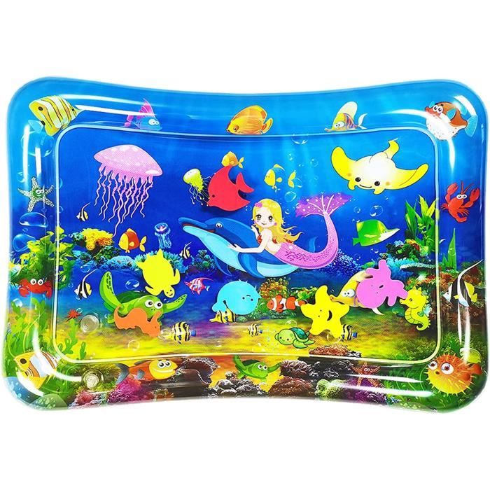 Tapis D'Eau Gonflable Bébé 70x50cm - Jouet Sensoriel Aquatique - PVC Alimentaire - Dès 3 Mois