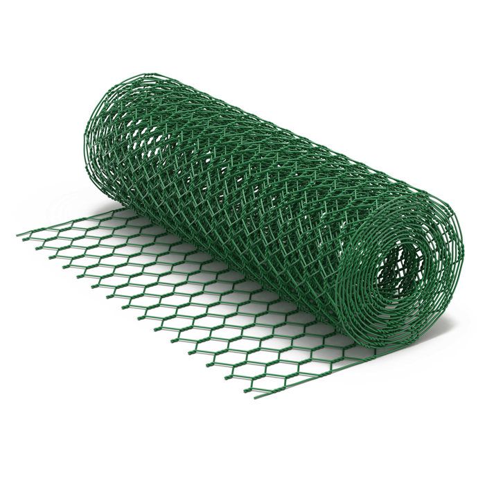 Grillage à poules rouleau soudé - maille hexagonale 2,5L x 4H cm - H.1 m -  L.25 m - acier revêtement PVC vert