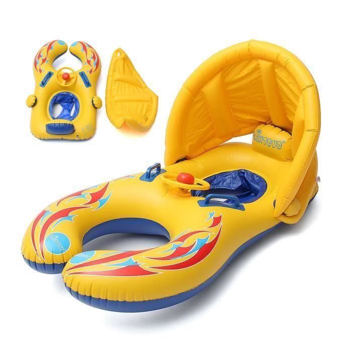 Bouee Siege Gonflable Pare Soleil Bebe Maman Securite Reglable Jouet Piscine Natation Pvc 103x55cm Cdiscount Jeux Jouets